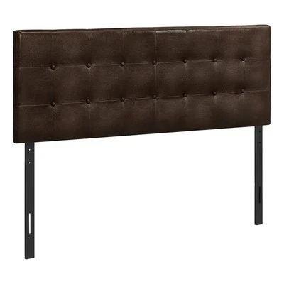 Bed Headboard Only Queen Size Bedroom Upholstered Pu Leather Look Brown - Image 1 of 4