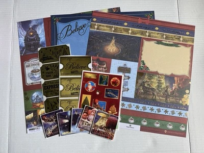 Lote de 11 papeles y pegatinas para álbum de recortes de doble cara The Polar Express 12x12 Foto 1 de 4