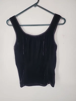 Tanque Vintage Veludo Preto Y2K Feminino Escuro Moody Witchy Whimsygoth | Médio - Imagem 1 de 4