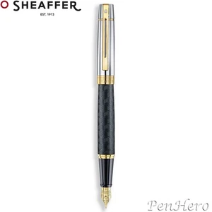 Sheaffer 300 Engraved Matte Black Fountain Pen Medium - Picture 1 of 4