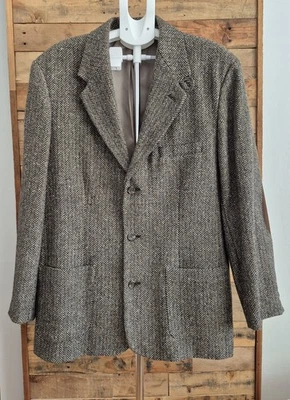 Gap VTG 90s Wool Blend Tweed Herringbone Sport Coat Blazer Mens 46R Suede Elbows - Image 1 of 4