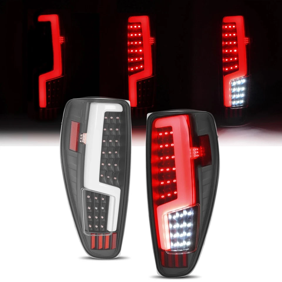 For 2004-2012 Chevy Colorado GMC Canyon LED Tube Tail Lights Brake Lamps Black - Image 1 of 4