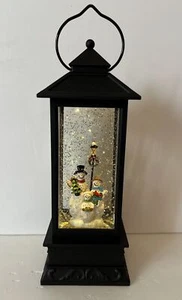 Snowman Christmas Lantern With Lights & Swirling Glitter - Picture 1 of 4