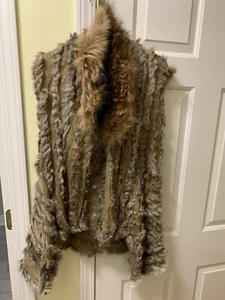 The Jayley Collection Real Fur Vest Wrap Black Brown - Picture 1 of 12