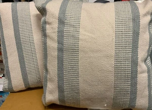 🔰 Threshold Outdoor Throw Pillow Stucco Gray Stripe -18x18” 👉LOT OF 2, Read👇 - Picture 1 of 5