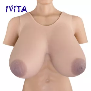 IVITA Big Areola Silicone Crossdresser Oval Breasts Fake Boobs 19XL Huge Boobs - Picture 1 of 12