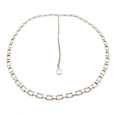 Cinturón Cadena Tono Plata Rectángulo Eslabón Langosta Sin Marca Vintage 46" L Ajustable Foto 1 de 4