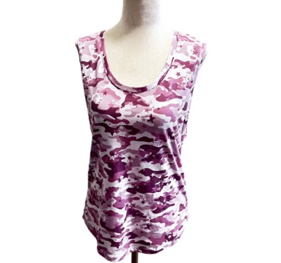 Camiseta sin mangas Fabletics Janis Muscle rosa púrpura camuflaje sin mangas XXPEQUEÑA Foto 1 de 4