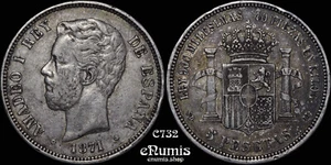ESPAÑA, Amadeo I, 5 Pesetas 1871 SD-M, tonificado, en estado bastante bueno+ - Imagen 1 de 7