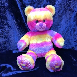 Rainbow Stripes Build A Bear Girl Teddy Plush w/ Eyelashes Candy on Feet 2019 - Picture 1 of 10