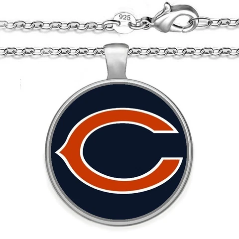 Chicago Bears Mens Womens 925 Silver Rolo Link Chain Necklace With Pendant A1 Cover