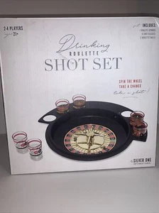 Drinking Roulette Shot Set 2-4 Players Incl 6 Shot Glasses 1 Spinner 2 Balls - Picture 1 of 6