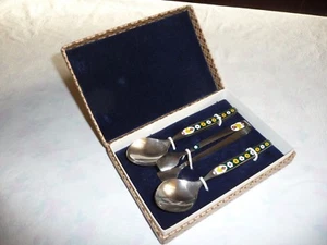 Set of 6 USSR Russia Soviet teaspoons sugar tweezers (children's style) in box - Picture 1 of 6