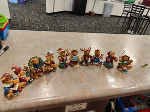 RT2- 10 Bear Christmas Figurines Reindeer Fishing Bell Snowflake Wreath Candy - Picture 1 of 12