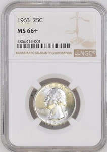 1963 25C Washington Quarter Dollar NGC MS66+ 5664415-001 - Picture 1 of 2