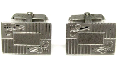 Anson Sterling Silver Cufflinks Etchable Monogram Scroll Vintage Mens Jewelry - Image 1 of 3