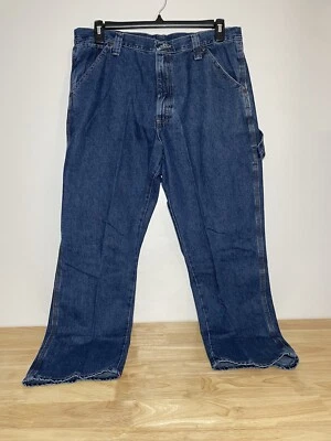 全新 带标签 牧马人木匠牛仔裤 男式 36x30 直筒蓝色宽松版型! — 第 1/4 张图片