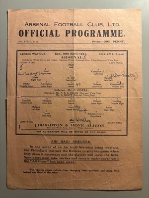 1941/42 Arsenal v Brighton & Hove Albion London War Cup - Image 1 of 2