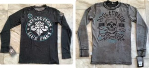 Affliction Men’s Devils Playground Reversible Thermal Shirt Large Gray/Black $58 - Picture 1 of 12