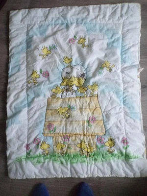 Edredón manta bebé vintage Dundee Peanut Snoopy Woodstock 30 X 42 Foto 1 de 3