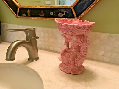 De Colección Rosa Caramelo Plato Cenicero Baratija Baño Jabón Holder Cerámica Querubín Montar Peces  Foto 1 de 4
