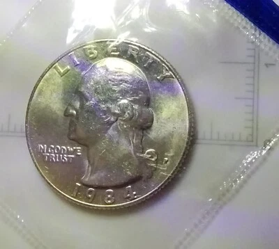 1984 P WASHINGTON QUARTER UNCIRCULATED FILLED IN P ERROR IN CELLO. FP48 - Image 1 of 3