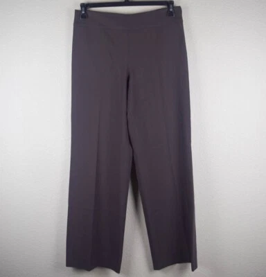 Calça social Armani Collezioni feminina 8 marrom perna larga zíper lateral lã poliéster - Imagem 1 de 4