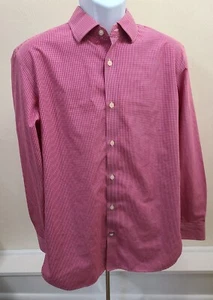 Banana Republic Men's Large Lg L Red White Check Button Down Shirt Slim Fit - Picture 1 of 4