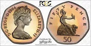 NQC 1984 50P Great Britain S-4225 PR 68 DCAM (Tone Colors) None Graded Higher - Bild 1 von 1