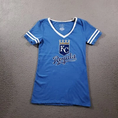 Kansas City Royals Shirt Womens Extra Small Blue Vneck Graphic Tee MLB Baseball - Image 1 of 4