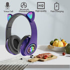 Kids Cat Ear Headphones Bluetooth Headset Child RGB LED Light Wireless Earphone