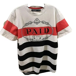 PAID IN FULL 1988 Jersey Shirt Vinyl Logo Stripes EUC Hudson Outerwear Sz MEDIUM - Picture 1 of 8