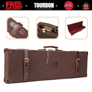 TOURBON Canvas Leather SXS O/U Takedown Shotgun 28-32 Inch Barrel-Hard Gun Case - Picture 1 of 24