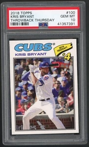 2018 Topps Kris Bryant Chicago Cubs PSA 10 GEM MINT Throwback Thursday Redraft - Picture 1 of 2