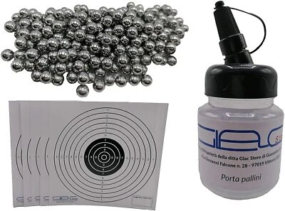 Glac Store® 200 Pz Pallini in Acciaio Metallo da 6 mm per Softair + 5 Bersagli