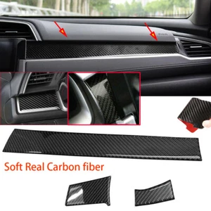 3*Real Carbon Fiber Central Control Dashboard Cover Fit For Honda Civic 2016-19 - Bild 1 von 12
