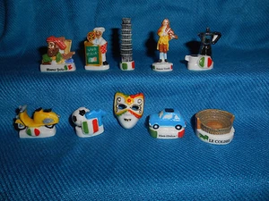 ITALIAN Icons SYMBOL Italy Colosseum Set of 10 Figurines FRENCH Porcelain FEVES - Picture 1 of 12