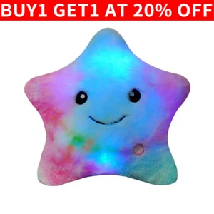 40cm LED Luminous Light Pillow Smile Star Throw Pillows Glow Plush Waist Cushion - Picture 1 of 12