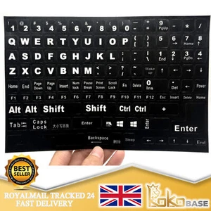 Adesivo tastiera inglese lettere bianche per PC laptop QWERTY adesivi di ricambio - Foto 1 di 3