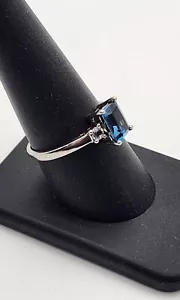 London Blue Topaz Sterling Silver Ring- Size 9 - Picture 1 of 4