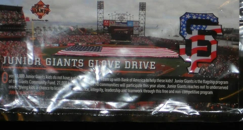 Junior Giants Glove Drive Red White & Blue Flag SF Pin SGA 2014 4th of july pin Cover