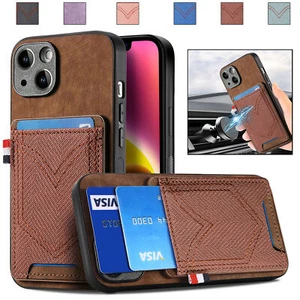 Luxury Denim Card Wallet Phone Case For iPhone 11 12 13 14 Pro Max XR 7 8 SE - Picture 1 of 16