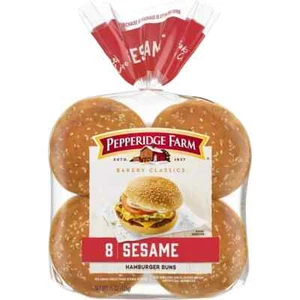 Pepperidge Farm Sesame Hamburger Buns,  24 count - 3 bags with 8 buns each - Picture 1 of 6