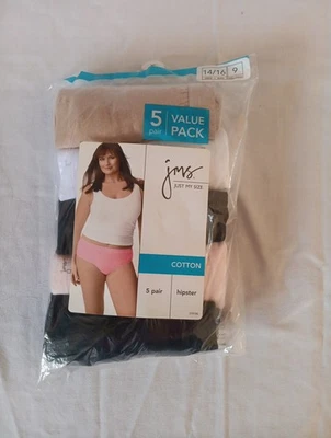 Just My Size (9) 5 Pair Hipster Cotton Panties Womans Underwear 5 Pack New 2007 - Image 1 of 4