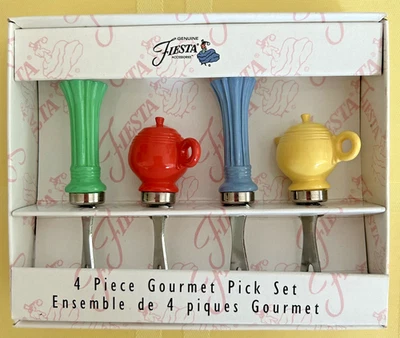 Fiesta 1998 Multi-Colored 4 Piece Gourmet Pick Set in Box - Apps/Corn on Cob - Image 1 of 4