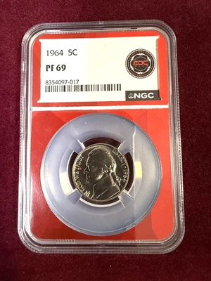 1964 Proof 5 Cent Jefferson Nickel Graded by NGC PF 69 #DG32 - Image 1 of 2