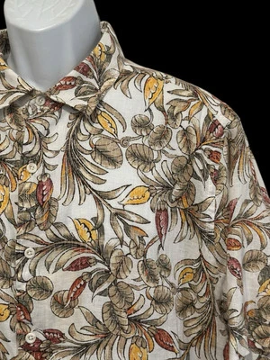 Camisa Tasso Elba Para Hombre Floral 100% Lino Multicolor Manga Corta Ligera XL Foto 1 de 4