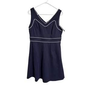 ModCloth Navy and White Sleeveless Knee Length Dress Size Large NWT - Picture 1 of 6