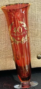 Vintage 40th Anniversary Cranberry Red West Virginia Vase Hand Made W Label - EUC! - Bild 1 von 21