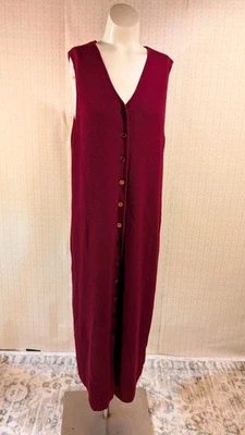 Винтажное платье Talbots Whimsigoth M шерсть мериноса Темная клюква на пуговицах спереди Midi - Изображение 1 из 4